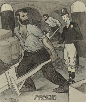 Contrast Prints: Work, by Jan de Waardt, 1899. Dutch drawing with watercolor paint