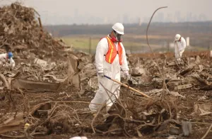 Rubble Prints: Workers at the Fresh Kills Landfill gather debris from the World Trade Center for victim identification