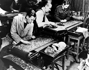 Workers Prints: Workers inspect finished coins at the Royal Mint during a monetary shortage