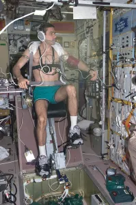 Nasa Prints: Working out in space. Cosmonaut Yuri Malenchenko exercising on the International Space Station