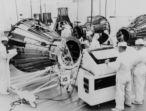 Space Age Prints: Workmen assemble Project Mercury space capsules for American astronauts