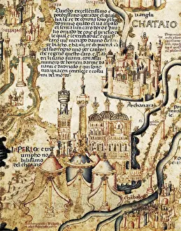 China Prints: World map by Fra Mauro (1459). Detail of Beijing