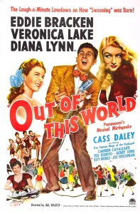 Eddie Prints: OUT OF THIS WORLD, US poster, from left: Diana Lynn, Eddie Bracken, Veronica Lake, 1945