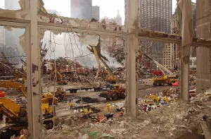 9 11 Prints: World Trade Center recovery operations as seen from the blown out windows of the World Financial Center