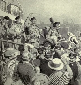 January Prints: World War 1. The arrival of British Expeditionary Forces in Boulogne