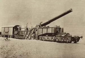 Trains Prints: World War 1. Artillery in use by American forces in Argonne