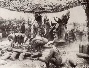 Camouflage Prints: World War 1. Australians firing a 9