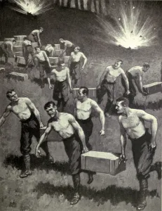Ammunition Prints: World War 1. British soldiers moving ammunition from German fire during the Battle of the Marne