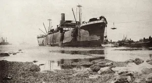 Attacks Prints: World War 1. The British steamship River Clyde