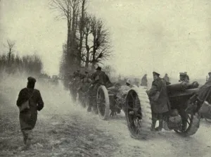 World War 1. British troops in retreat during the March 1918 German offensive code Named Operation Michael