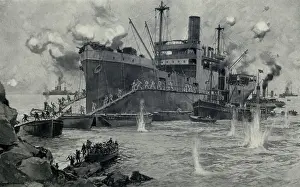 Attacks Prints: World War 1. The costly British invasion from the River Clyde at Seddul Bahr, Gallipoli