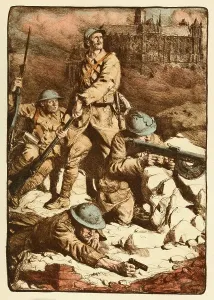 Infantry Prints: World War 1. French drawing called the Rampart of Amiens