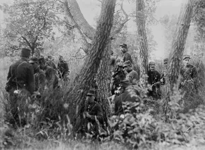 January Prints: World War 1. French soldiers in woods