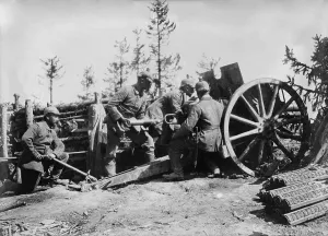 January Prints: World War 1. German Battery in Galicia on the Eastern Front. 1915