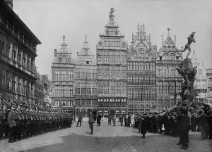 Belgium Prints: World War 1. German Landsturm (militia) troops
