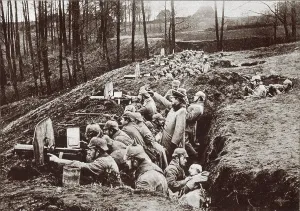 January Prints: World War 1. German machine guns in a trench near Darkehmen in East Prussia