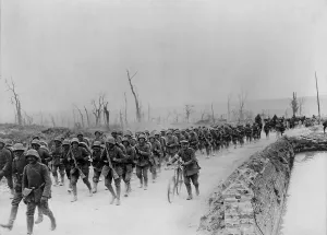 Infantry Prints: World War 1. German soldiers marching toward Albert