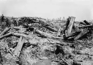 January Prints: World War 1. German trenches churned by British artillery shells