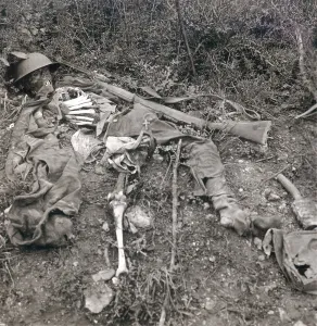 February Prints: World War 1. Human wreckage in No Man's Land