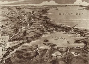 Istanbul Prints: World War 1. Map of the Dardanelles