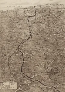 Attacks Prints: World War 1. Map of the Western Front during the German Spring Offensive of 1918