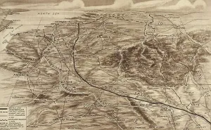 Belgium Prints: World War 1. Map of the Western Front showing the position of the opposing forces on Nov