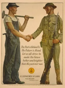 Unions Prints: World War 1 poster of solidarity between solders and workers