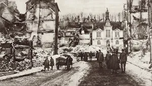 German Offensive Prints: World War 1. The ruins of Chateau-Thierry, France, a center of fighting in June-July 1918