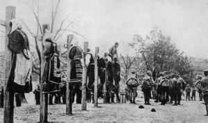 Executions Prints: World War 1. Serbian civilians executed by Austrian soldiers