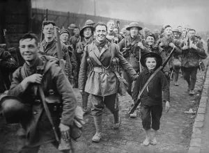 January Prints: World War 1. Smiling British soldiers enter Lille