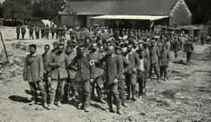 Hands Up Prints: World War 1. Somme Offensive. German prisoners captured by the British during the Somme Offensive