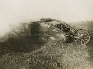 Mechanized Prints: World War 1. Somme Offensive. One of the larger British tanks