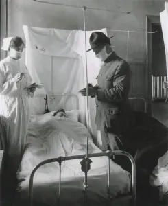 Illnesses Prints: World War 1. Spanish Influenza in American Army hospitals