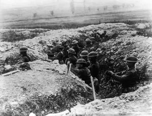 American Military Prints: World War 1. U.S. troops take up a position in the trenches near Verdun, France