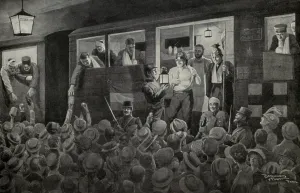 Images Dated 2nd January 2013: World War 1. Wounded soldiers being welcomed by a crowd on the railway platform in France