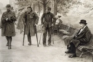 Crutch Prints: World War I (1914-1918). The envy before the hurt combatants