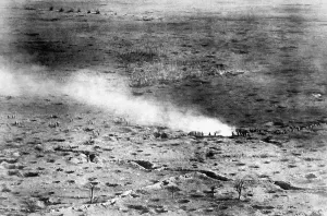 Craters Prints: World War I aerial photo of French troops on the Somme Front