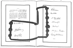 Images Dated 5th September 2007: World War I, The first two pages of signatures on the Treaty of Versailles