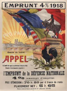 Colorful Prints: World War I, poster features a statue of a mounted Joan d'Arc
