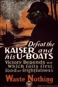 Images Dated 5th February 2008: WORLD WAR I, poster showing a dark figure and a U-boat