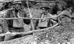 Trench Prints: World War I: Soldiers wearing gas masks