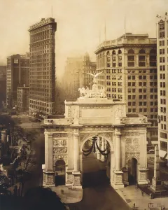 Automobiles Prints: World War I Victory Arch, on Fifth Avenue near Madison Sqaure Park in 1919