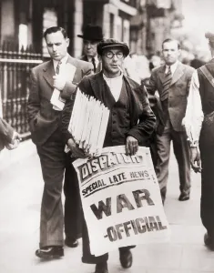 Street Scenes Prints: World War II. Announcing state of war with Germany