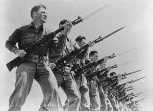2007 Prints: World War II, bayonet practice at a U.S. Army training camp, 1941