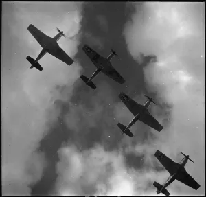 Mustang Prints: World War II: Four P-51 Mustangs flying in formation