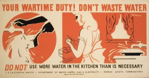Washing Prints: World War II, Poster for a New York City campaign to conserve water