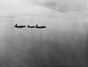 World War II, U.S. Air Force on a bombing mission, circa 1940-1946