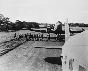 Paratrooper Prints: World War II, U.S. paratroopers preparing to board planes during maneuvers in England