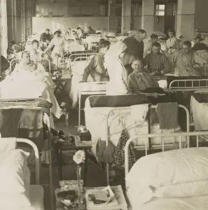 Activity Prints: Wounded American soldiers in the New York City Convalescent Hospital No
