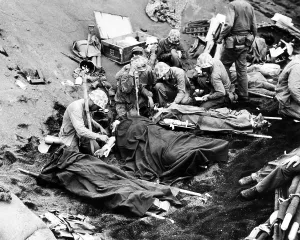 Stretcher Prints: Wounded American troops at the Battle of Iwo Jima